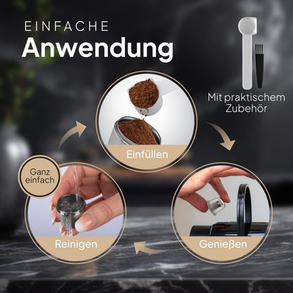 mahona Nachfüllbare Espressokapseln Edelstahl für Nespresso, 2 Stück