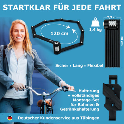 Widder Nero Faltschloss 120 cm, Zahlenschloss, Titan-Stahl Level 15