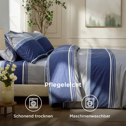 BEDSURE Wendebettwäsche 135x200 cm 4-teilig, Baumwolle Blau