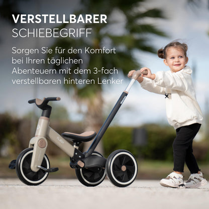 KikkaBoo Flash 5-in-1 Dreirad mit Schiebestange, ab 18 Monaten, Grau