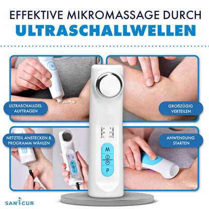 Sanicur Ultraschall-Schmerztherapiegerät mit Ultraschallgel, 3 Stufen