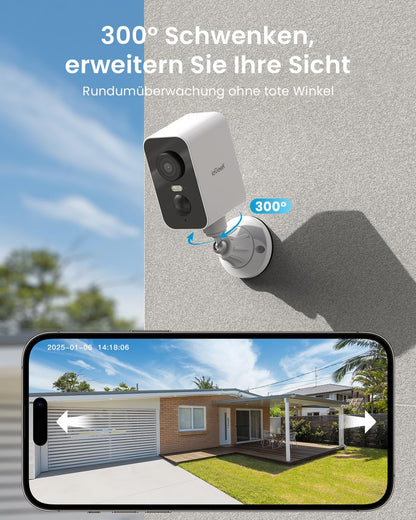 ieGeek 2K Überwachungskamera Aussen Akku WLAN mit Magnethalterung