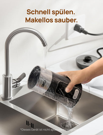DREO Milchaufschäumer 8-in-1 elektrisch Edelstahl 270 ml Schwarz