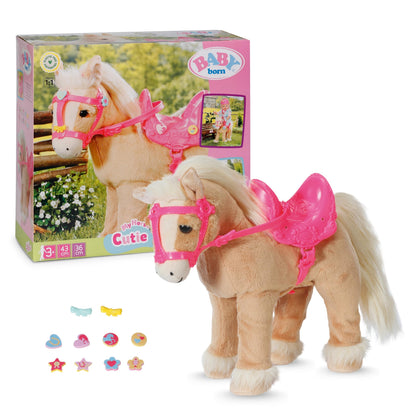 BABY Born My Cute Horse Puppenpferd mit Lauf- und Soundfunktion, Plüschfell und rosa Sattel