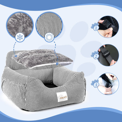 CALIYO Hundeautositz für kleine Hunde bis 10 kg, Schwarz/Weiss
