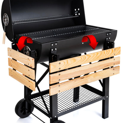 LEHMANN Holzkohlegrill LGACG-1935 Grillwagen mit Deckel und Rädern