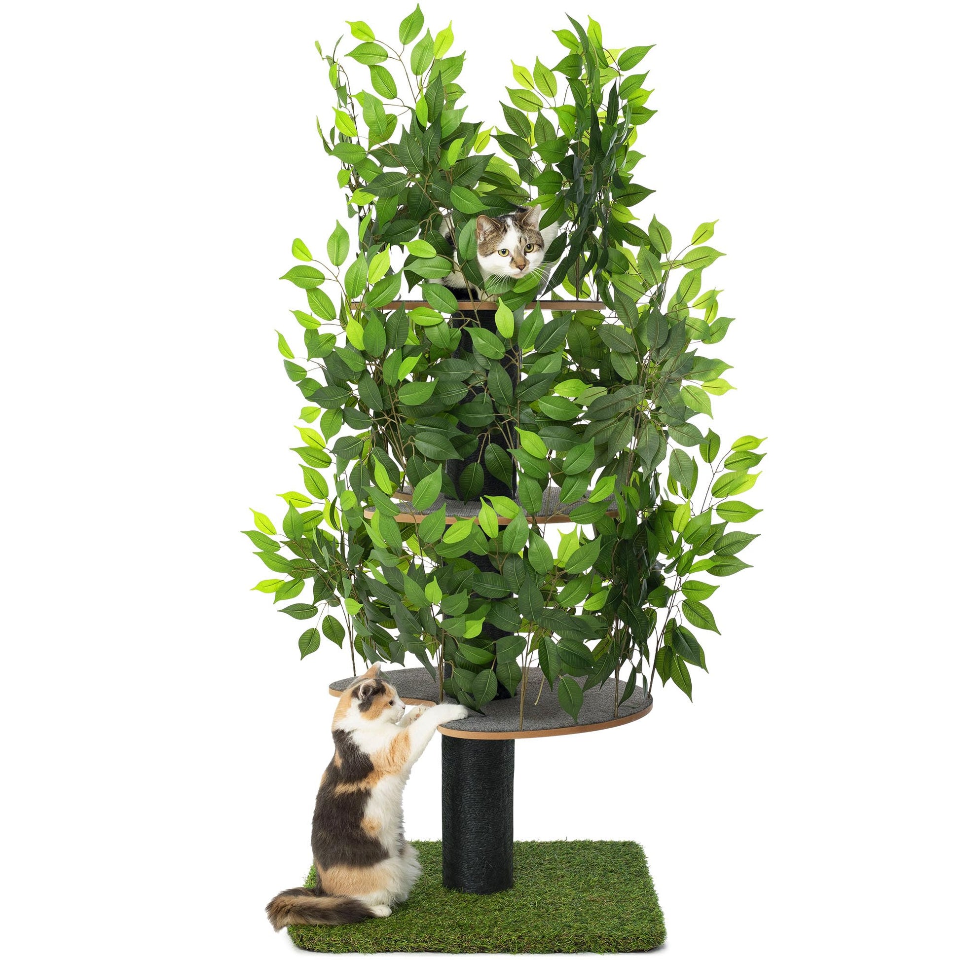 Kratzbaum Natur Patentierter Cat Tree – Gross, Blätter austauschbar: Grosser, naturfarbener Katzenbaum mit Blättern; Kletter-, Kratz- & Schlafplatz.