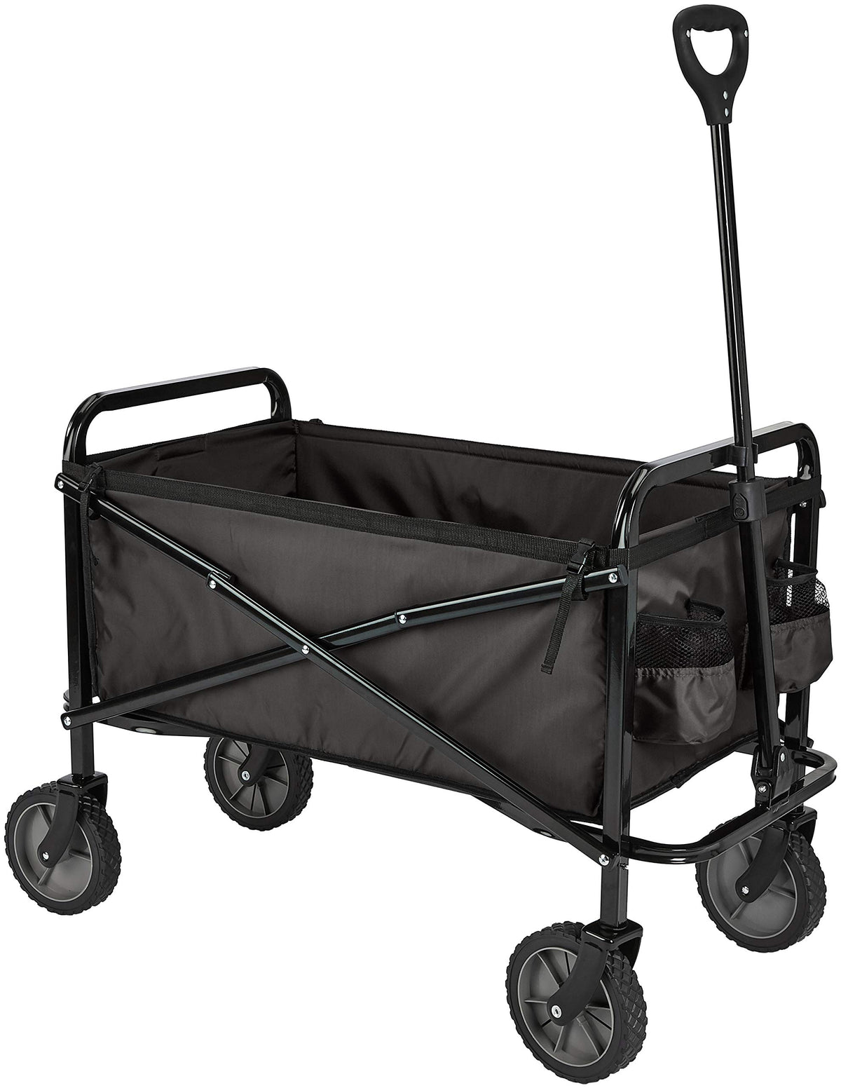Amazon Basics Faltbarer Bollerwagen Garten mit Abdeckung Schwarz: Transporthilfe für Garten & Freizeit, platzsparend faltbar.