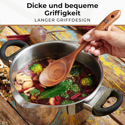 Woodenhouse Kochbesteck Set 10-teilig aus Teakholz mit Kochlöffel