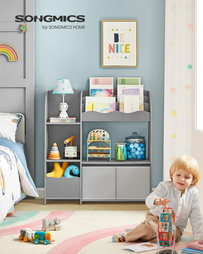 SONGMICS GKR042G01 Kinder Bücherregal - taubengrau mit 2 Boxen