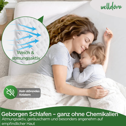 Welldora Milbenbezug Topper 180x200 cm, Encasing mit Reissverschluss
