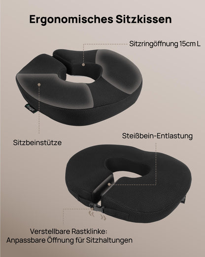 Feagar Sitzkissen – orthopädischer Sitzring mit Memory-Schaum