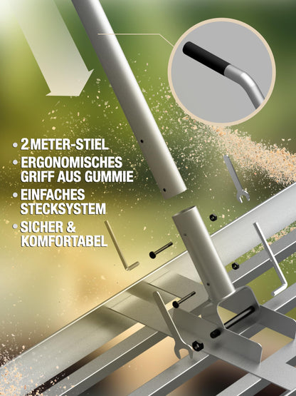 easimo Rasenrakel 114x25 cm aus Stahl mit 2,13 m Stange