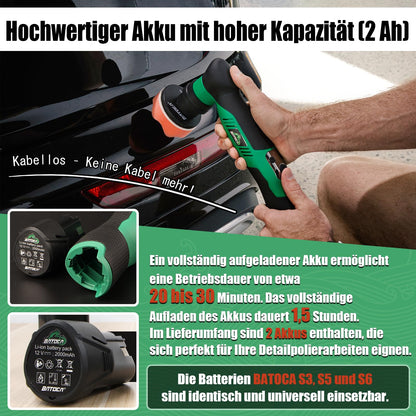 BATOCA S5 Mini Akku Poliermaschine, Rotations- und Exzenterpolierer