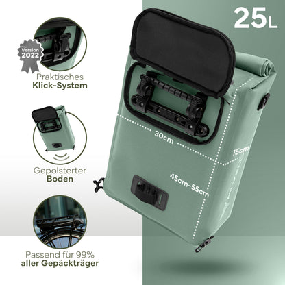 MIVELO Fahrradtasche Gepäckträger 3in1 wasserdicht Mint