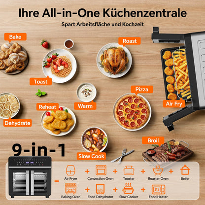 Emphsism AFTO Heissluftfritteuse 23L XXL Dual Zone mit 15 Programmen