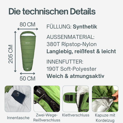 Trinordic Sommerschlafsack Ultraleicht – 780 g Mumienschlafsack