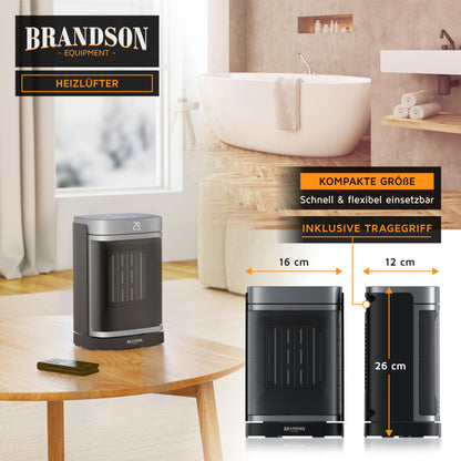 Brandson Keramik-Heizlüfter 1500 W mit Fernbedienung und ECO-Modus