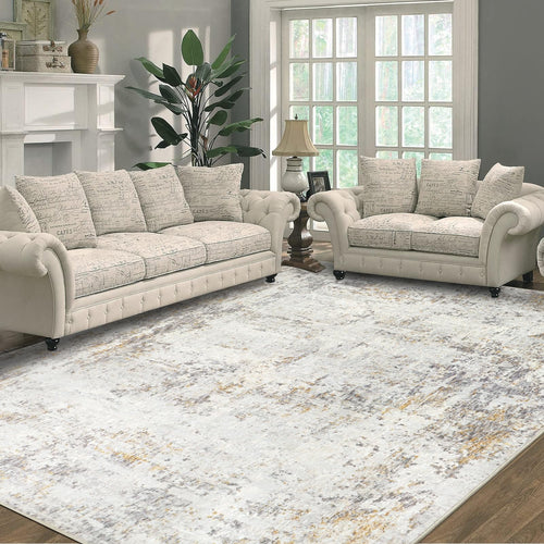 Capslpad Abstrakt Beige Wohnzimmer Teppich - Kurzflor 160x230cm. Rechteckiger Kurzflor-Teppich zur Bodengestaltung.