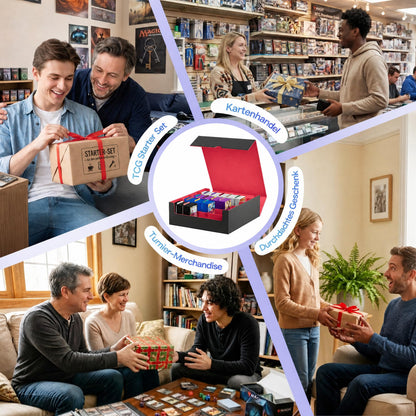 UAONO Kartenaufbewahrungsbox für 2400+ Trading Cards, schwarz-rot