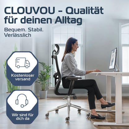 CLOUVOU BrightSeat ergonomischer Bürostuhl mit Wippfunktion bis 135°
