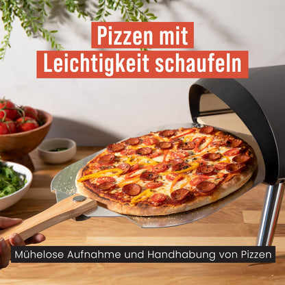 Chef Pomodoro Pizzaschieber Aluminium mit klappbarem Holzgriff, 66 cm