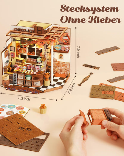 Rolife Miniatur Haus Henrys Schokoladenladen, 330-teiliger Holzbausatz