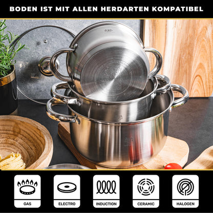 KARL HAUSMANN LINDA Topfset Edelstahl 4-teilig mit Glasdeckel