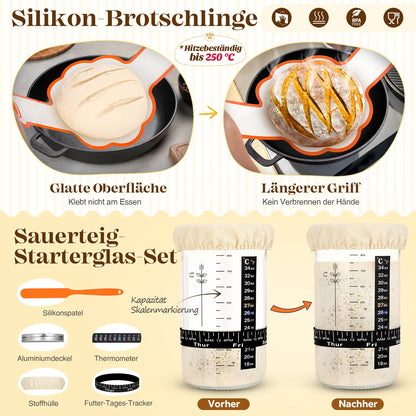 INNOCHEER Gärkörbchen Set, Sauerteig Starter Set mit Brotbackzubehör