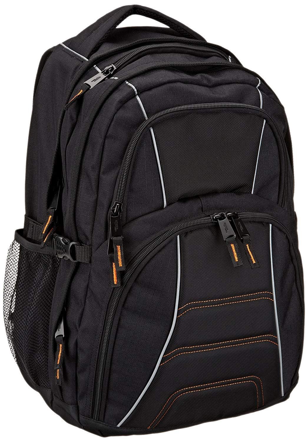 Amazon Basics Laptop-Rucksack bis 17 Zoll, gepolstert, schwarz – mit Schulterriemen und Netzseitentaschen