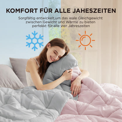 BEDSURE Bettdecke 135x200 cm Ganzjahresdecke, Pinkesque/Grau