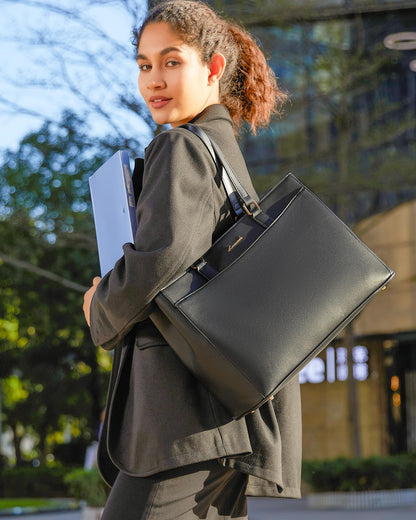 LOVEVOOK Laptoptasche Damen 17 Zoll Schultertasche Schwarz