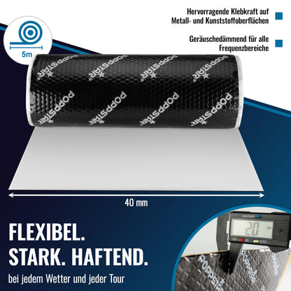 Poppstar Alubutyl Auto-Dämmmatte selbstklebend 2mm, 5m × 40cm
