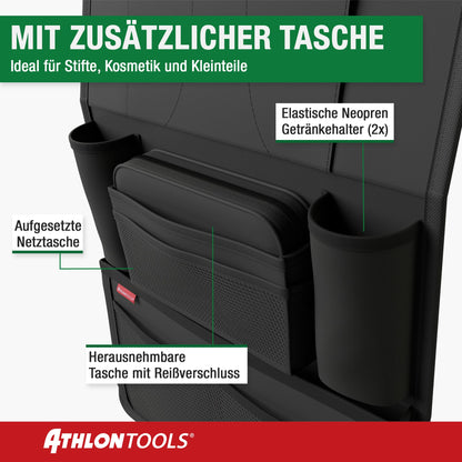 ATHLON TOOLS Autositz-Organizer mit Tablet-Halterung, 2er-Set, schwarz