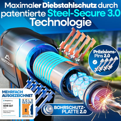 NEXTCOVER® FoldPro Hochsicherheits Faltschloss – 100 cm Halterung