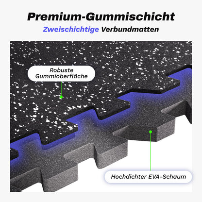 AIRHOP Fitness-Puzzlematte Gummiert - 12 Stk. 60x60x1,4cm
