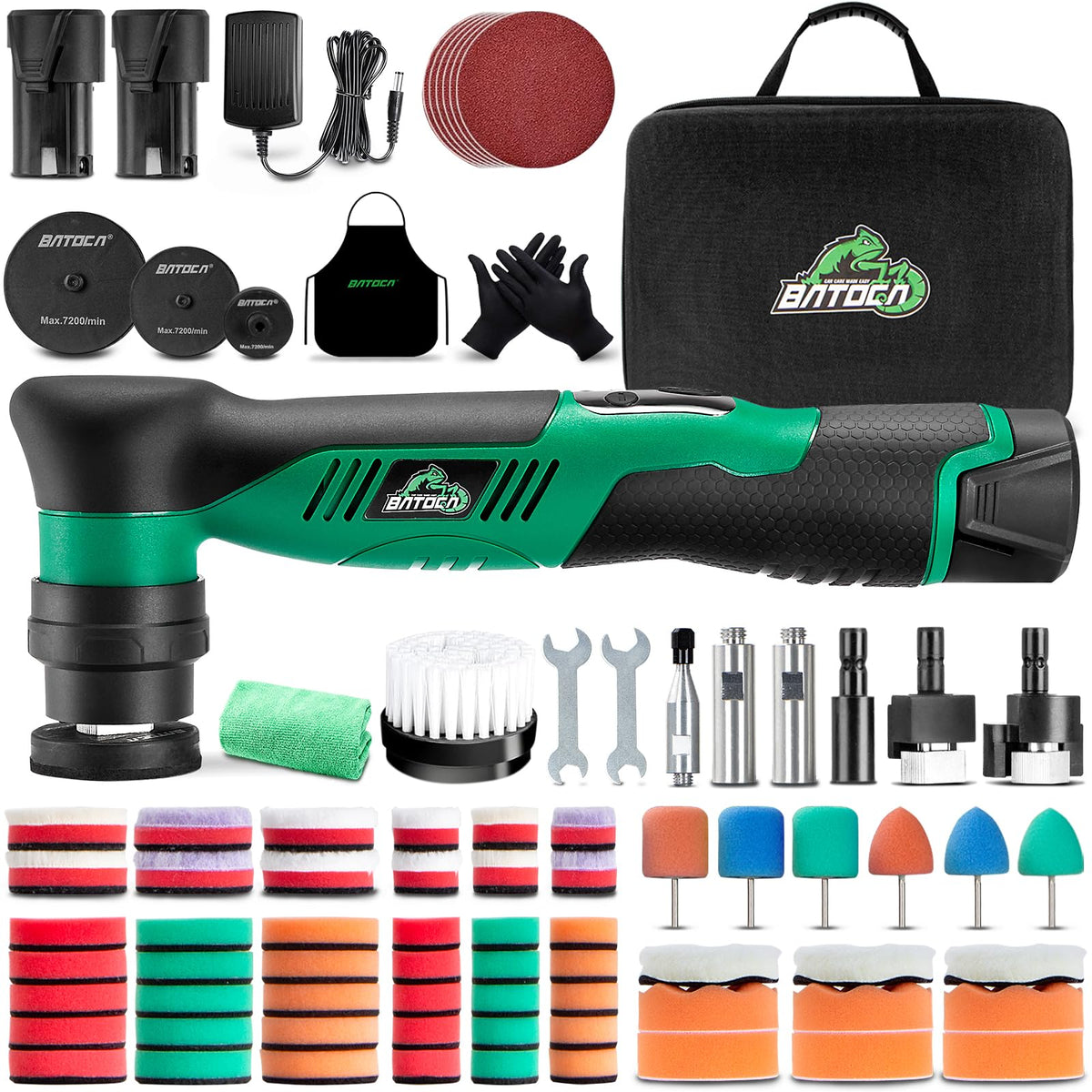 BATOCA S5 Mini Akku Poliermaschine, Rotations- und Exzenterpolierer mit 25/50/75 mm Poliertellern für Autodetailing