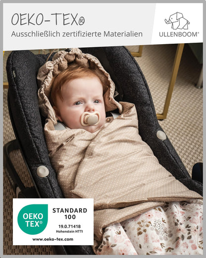 ULLENBOOM Einschlagdecke Babyschale Babydecke - Rosa Blüten