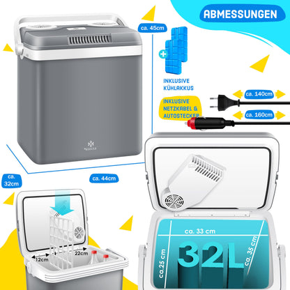 KESSER® Kühlbox thermo-elektrisch 32L - Kühlt & Wärmt 12/230V