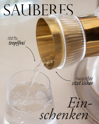 MAMEIDO Wasserkaraffe 1,5 l mit Ausgiesser und Sieb, Smoke Black