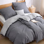 Bedsure Wendebettwäsche Set 135x200 Baumwolle 4teilig Anthrazit, zweifarbig mit Kissenbezügen