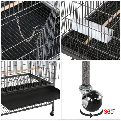 Yaheetech Vogelvoliere mit Rollen & Schmutzwanne - 52x79x132 cm