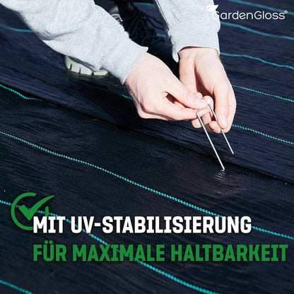 GardenGloss Unkrautvlies 100g/m², 30m², wasserdurchlässig, UV-stabil