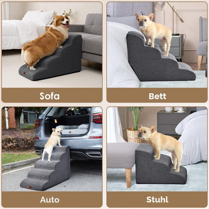 EHEYCIGA Hundetreppe für kleine Hunde, 3 Stufen, 40 cm, Grau