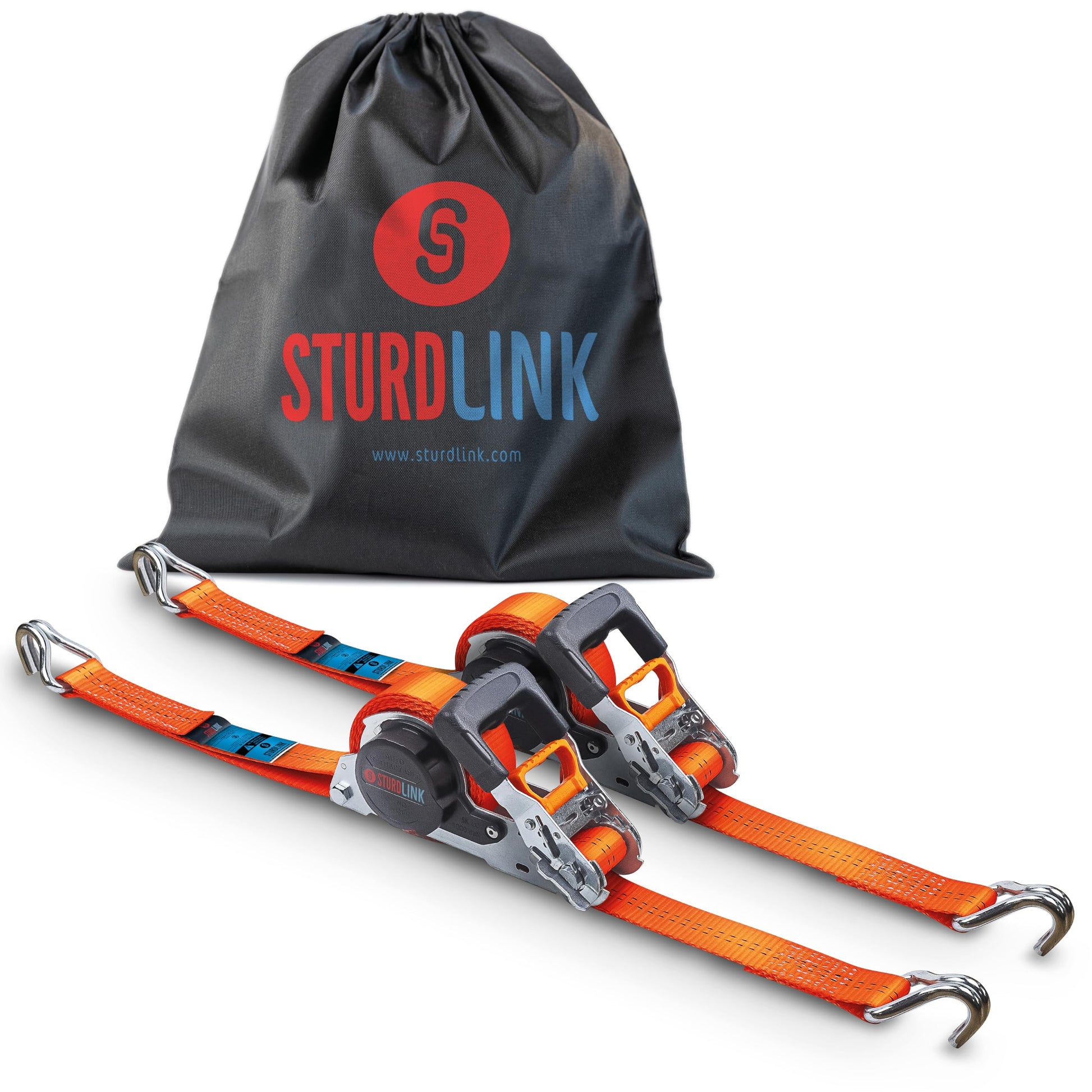 Automatik Zurrgurt Selbstaufrollend 35mm 5m J-Haken 2er Set. Selbstaufrollende Gurte mit J-Haken zur Ladungssicherung.