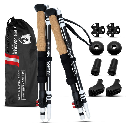 ALPIN LOACKER Wanderstöcke faltbar Aluminium Korkgriff 115-135 cm, Trekkingstöcke mit Teleskopverstellung