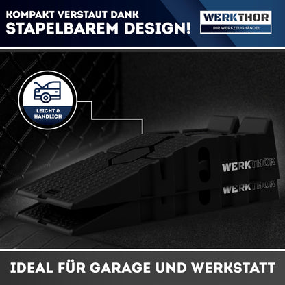 WERKTHOR Auffahrrampe PKW 2er Set, HDPE, bis 2,5 t belastbar