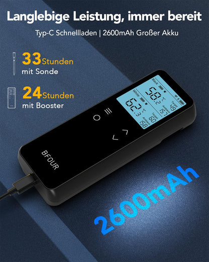 BFOUR BF-80 Fleischthermometer kabellos mit Bluetooth, WLAN, 2 Sonden
