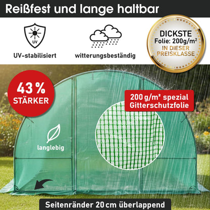 BRAST Foliengewächshaus mit Stahlfundament 200x300 cm, 6 m²