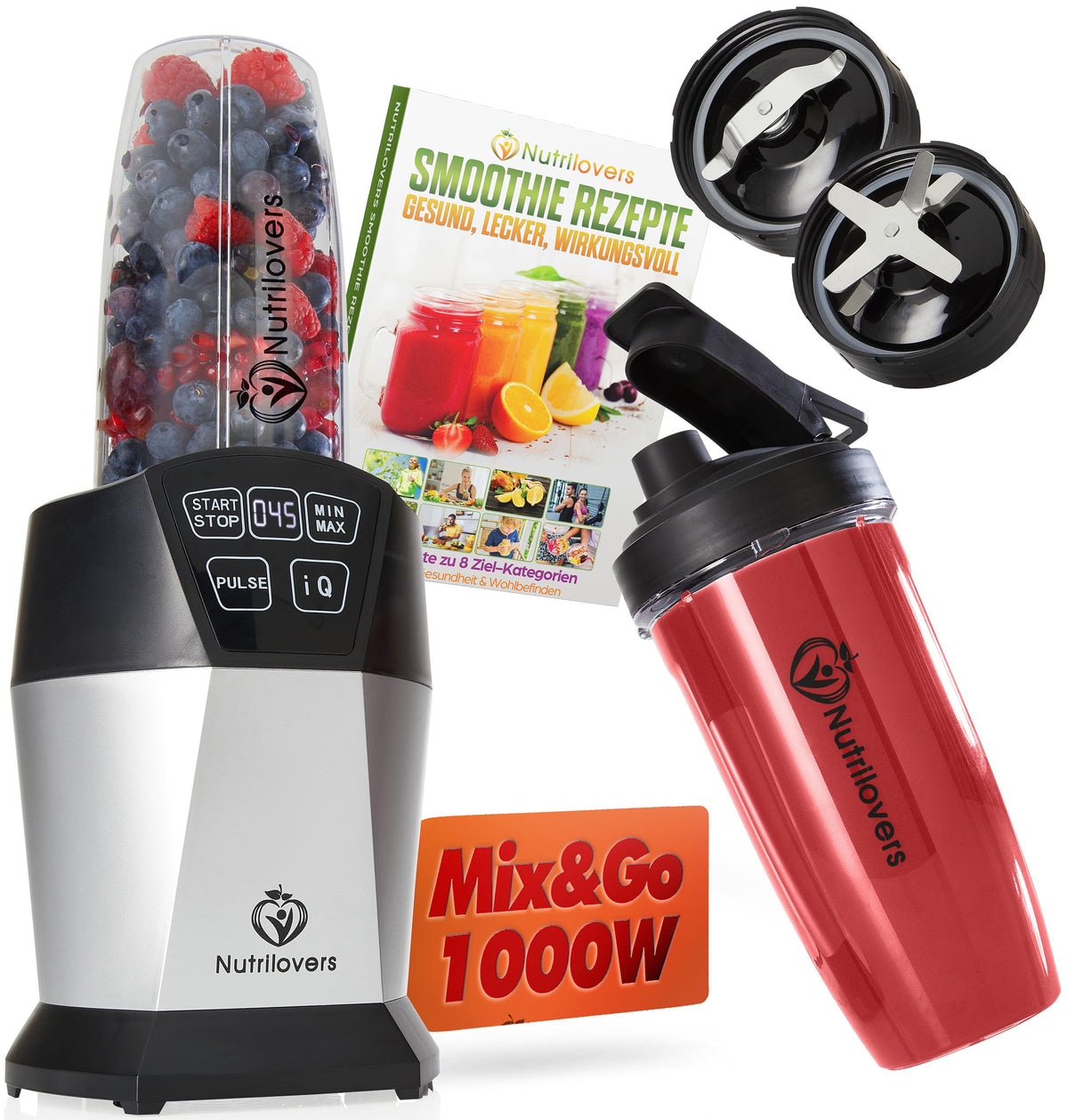 NUTRI-BLENDER Smoothie-Maker Mixer – 1000 Watt, to go. Kompakter Mixer mit Mixbecher. Püriert Zutaten für To-go-Smoothies.